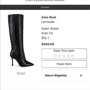 Larroude black Croc leather boot